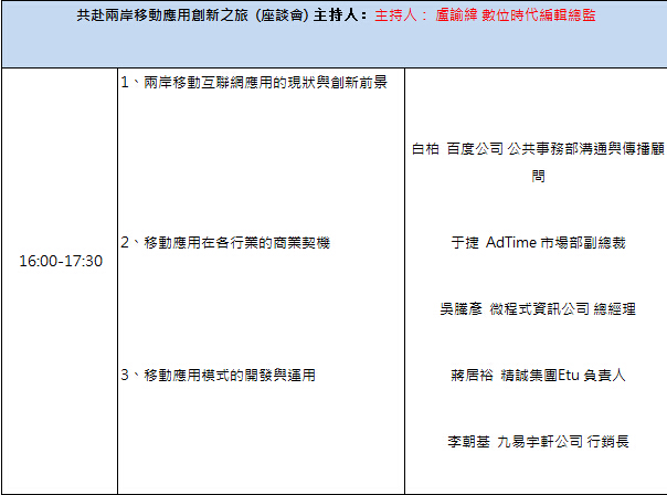 共赴两岸移动应用创新之旅